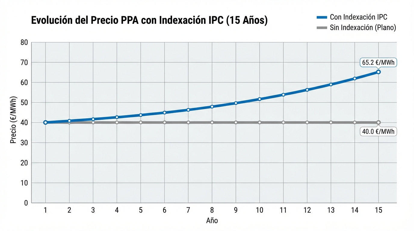 Price evolution chart with CPI indexation