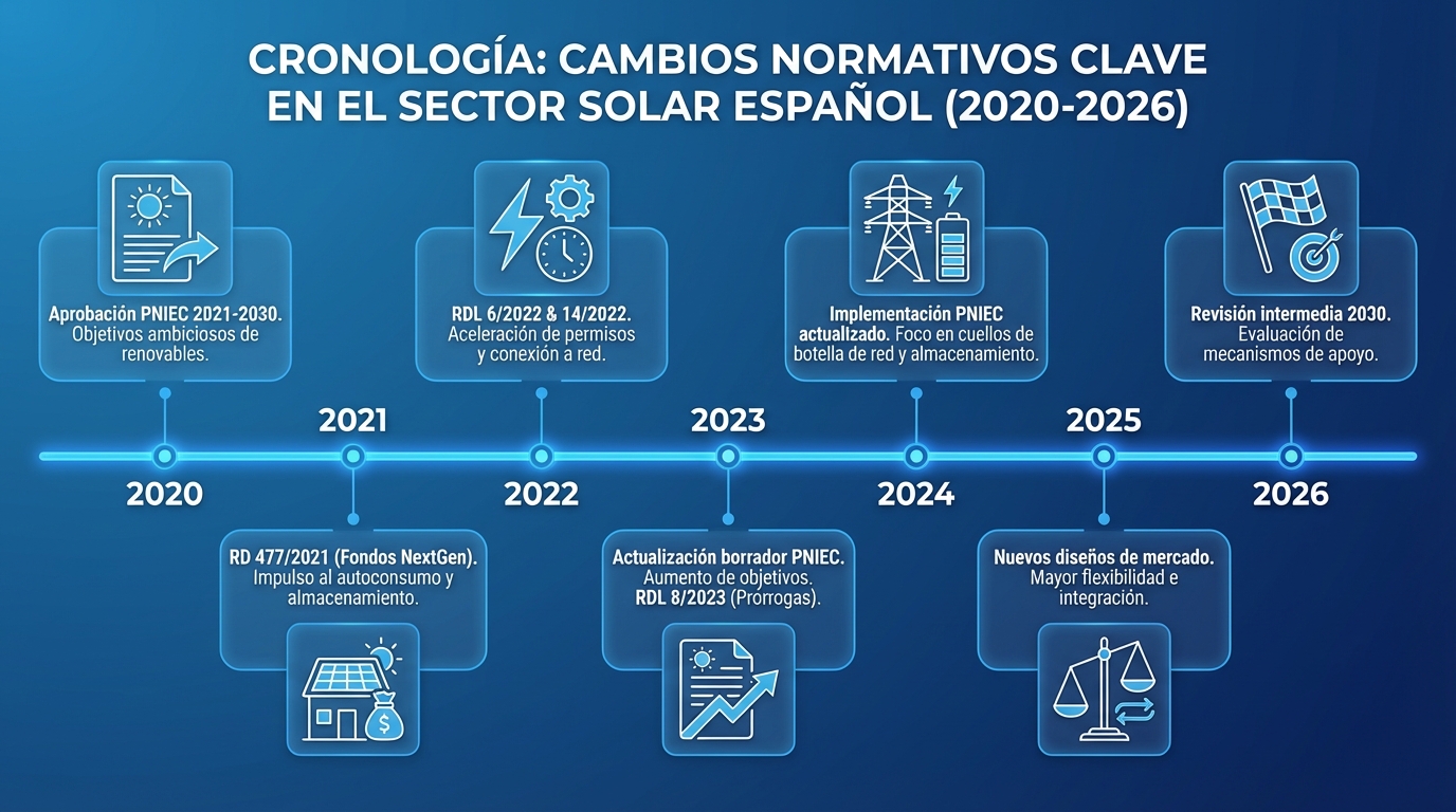 Timeline of regulatory changes in Spain 2020-2026