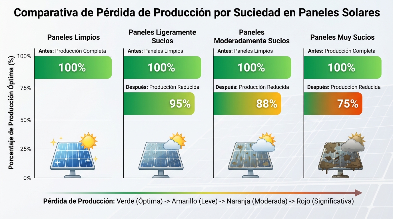 Production comparison clean vs dirty panels