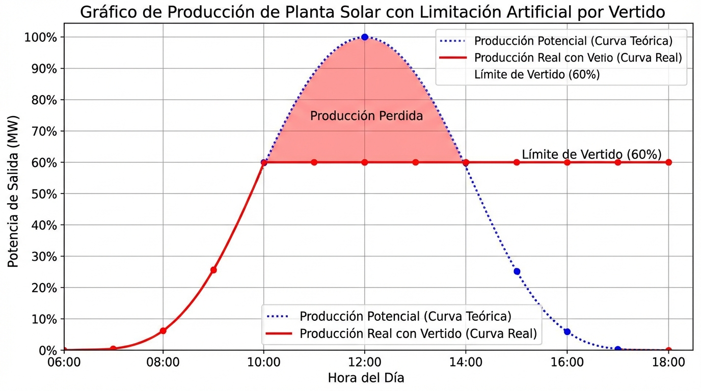 Production graph with visualized curtailment