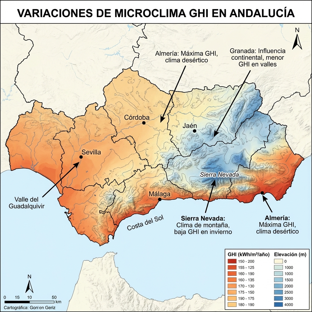 Andalusia microclimates map showing local variations