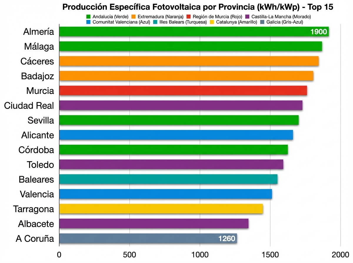 Comparative bar chart of specific production by province