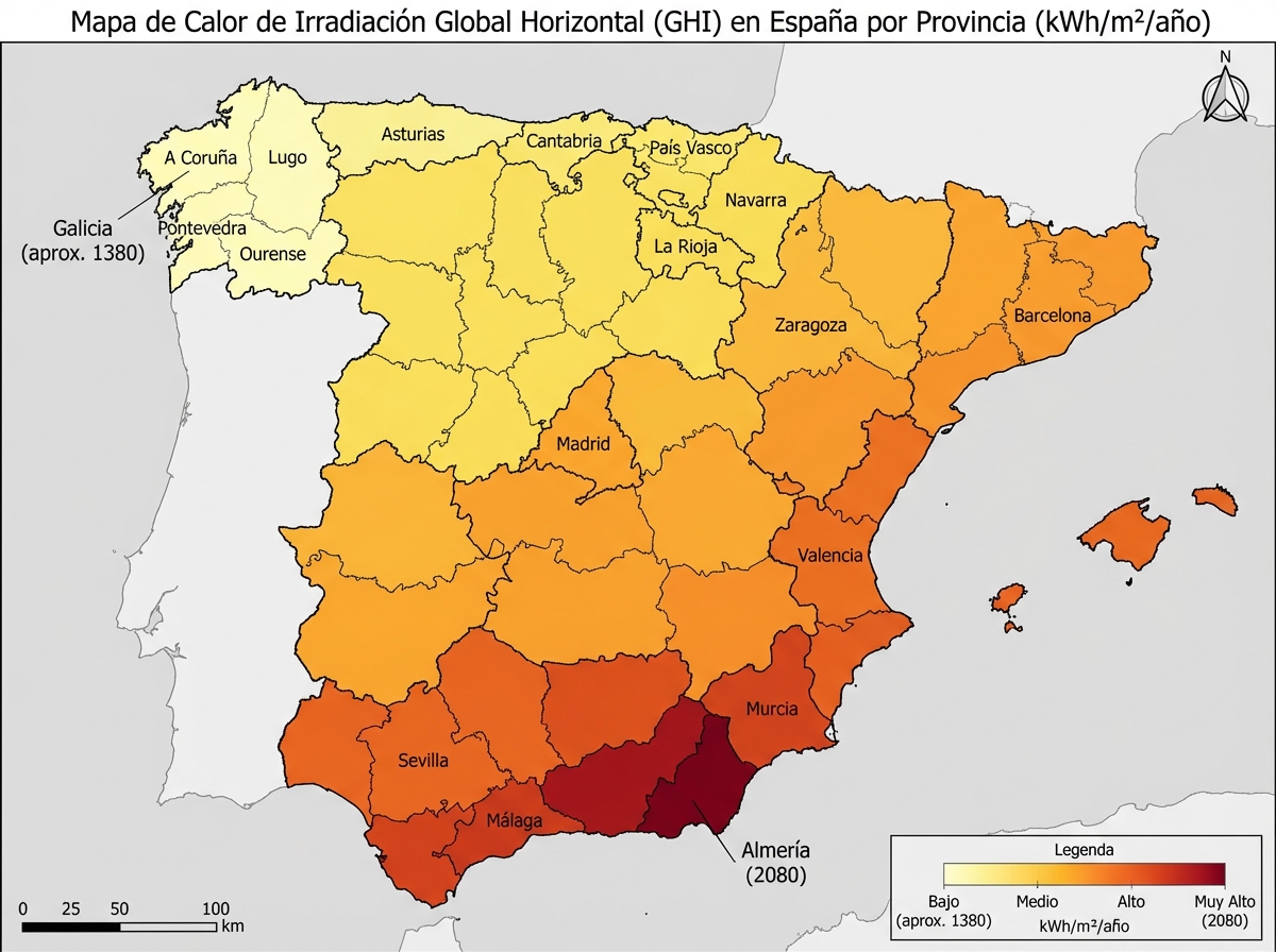 Solar Irradiance in Spain: Interactive Map by Province (2026)