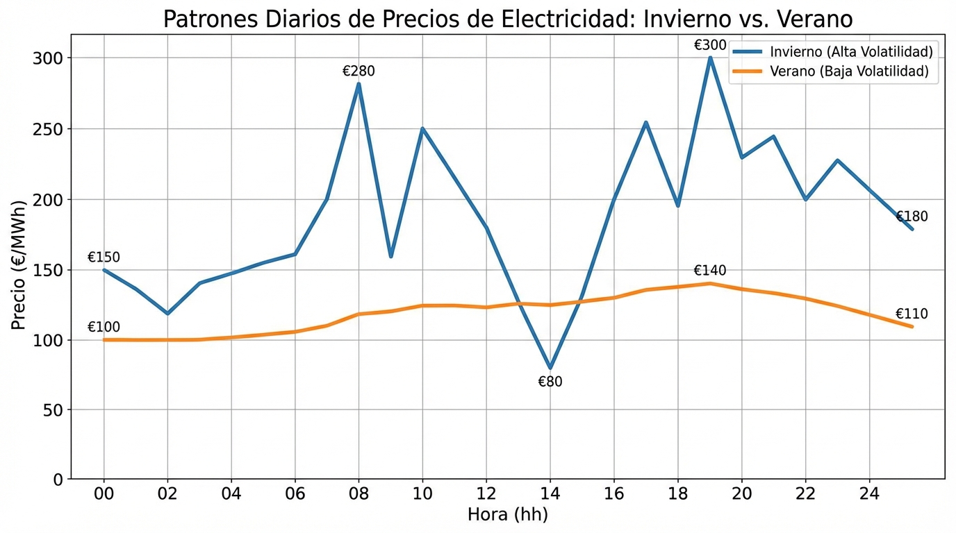 Chart of seasonal patterns of hourly prices