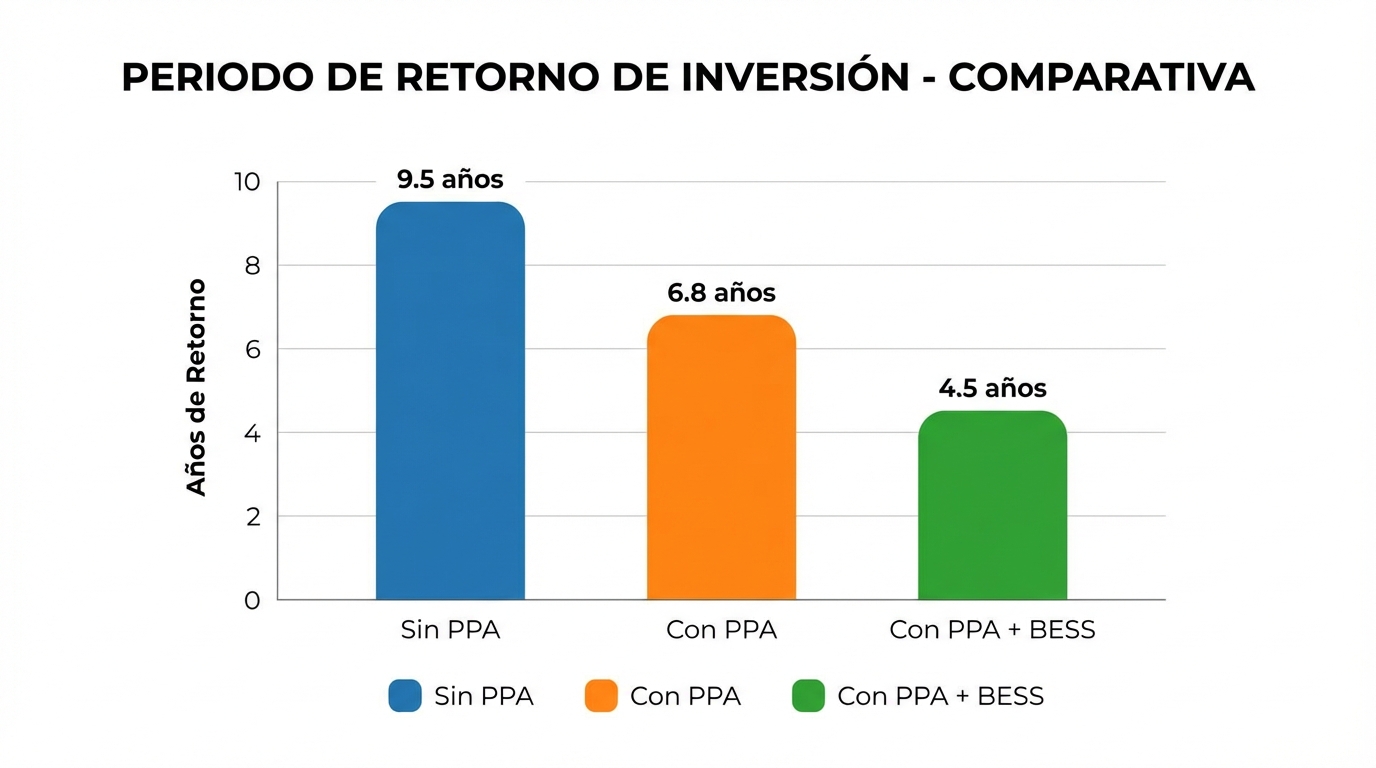 Comparison of payback periods by scenario