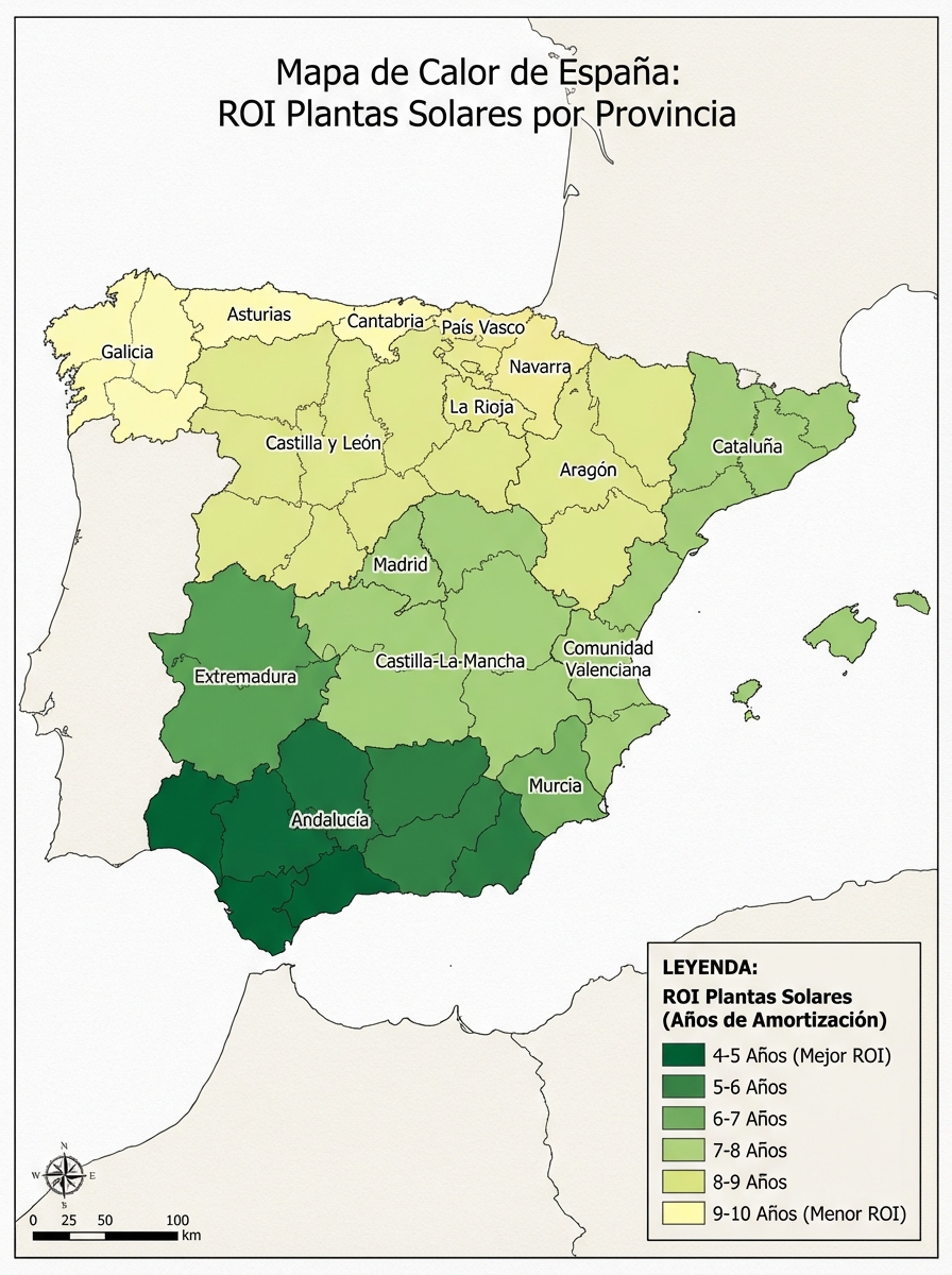 Heat map of ROI by province in Spain
