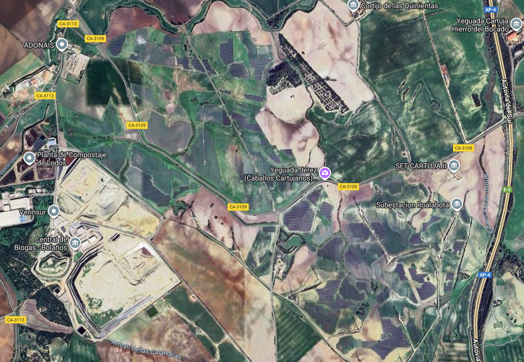 Vista aerea de la planta fotovoltaica Las Quinientas